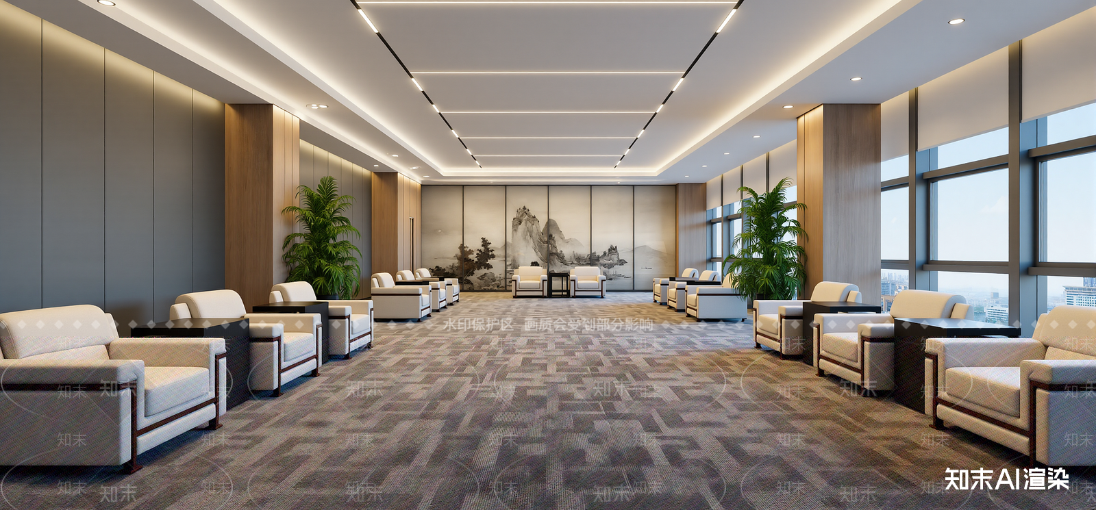 现代酒店大堂SU模型下载【ID:1215198656】