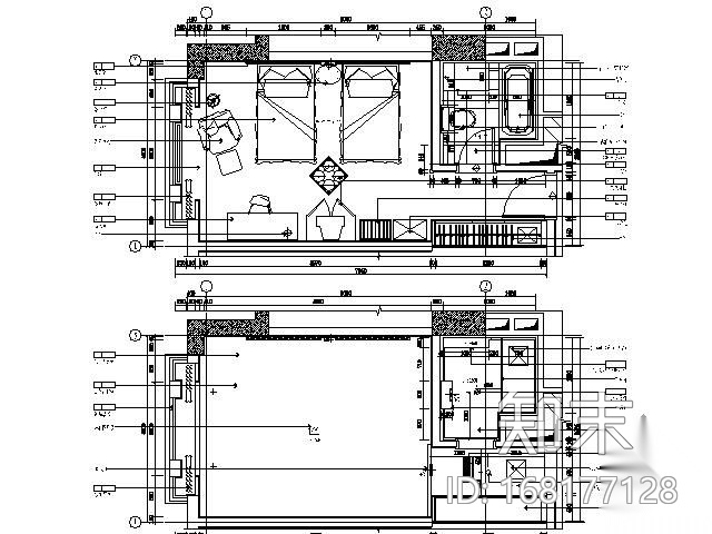 酒店标准间平面图Ⅱcad施工图下载【ID:168177128】
