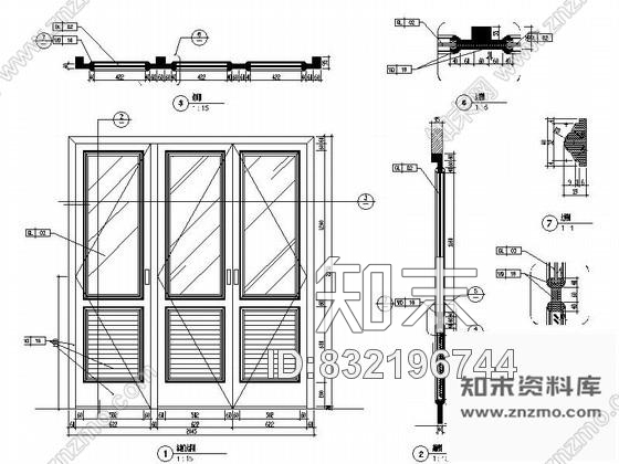 图块/节点三门衣柜门大样图施工图下载【ID:832196744】