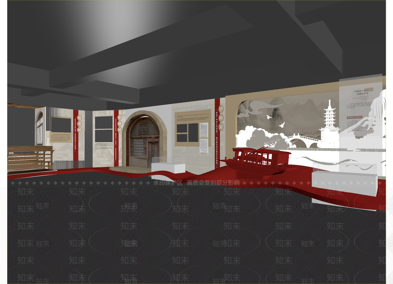 现代党建展厅3D模型下载【ID:1214712768】