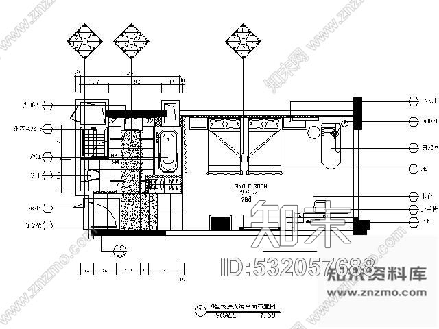 施工图广东五星级酒店残疾人客房施工图cad施工图下载【ID:532057688】