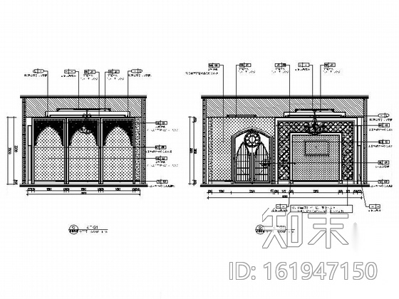 [天津]特色婚宴五星级酒店哥特厅包间装修图（含效果）cad施工图下载【ID:161947150】
