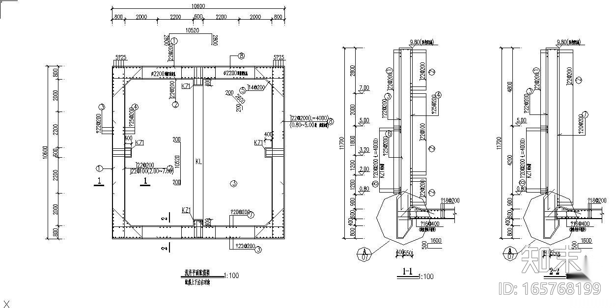 南京某水厂输水管道过路顶管沉井图cad施工图下载【ID:165768199】