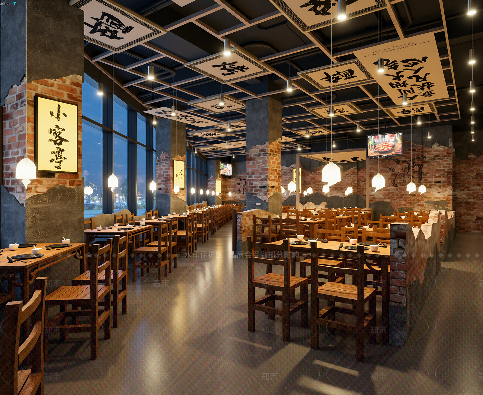 工业风中餐厅3D模型下载【ID:1214605040】