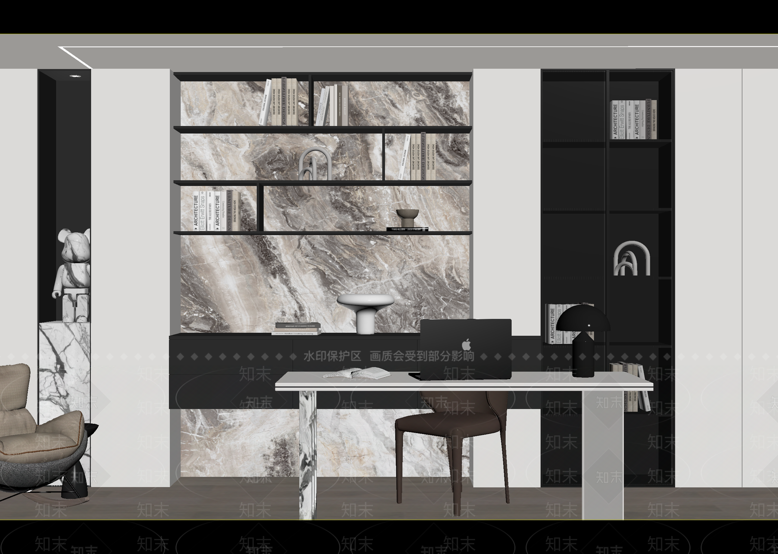 轻奢书房3D模型下载【ID:1215086138】
