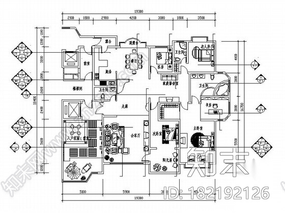 [石家庄]欧式超豪华舒适4室3厅室内设计CAD施工图cad施工图下载【ID:182192126】