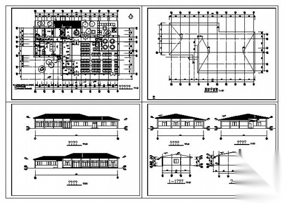 某钢结构食堂建筑方案图cad施工图下载【ID:165948174】