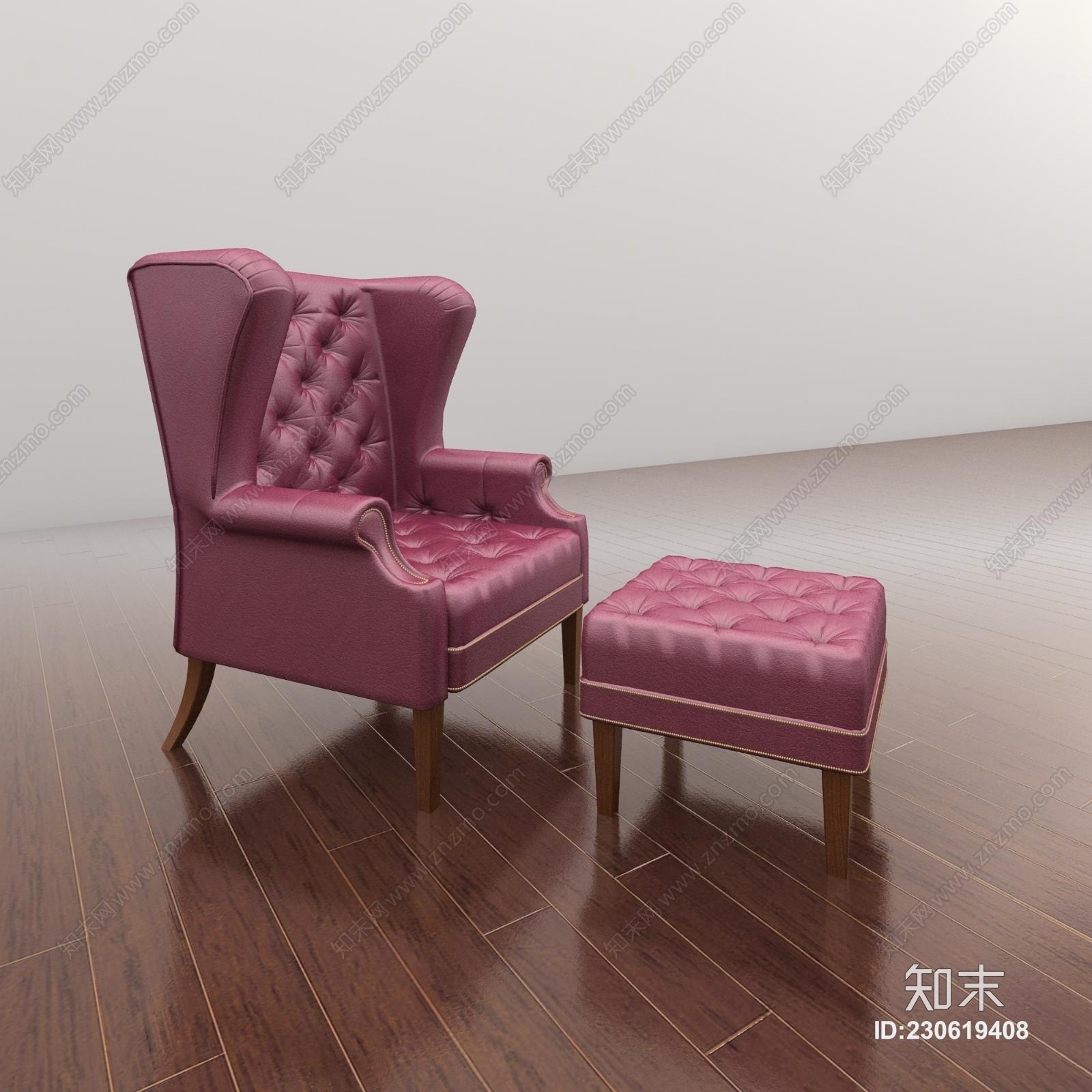 欧式古典欧式纽扣休闲椅3D模型下载【ID:230619408】