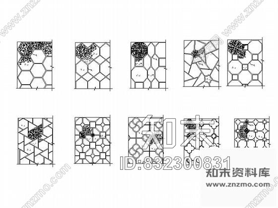 图块/节点大理石拼花及地毯拼花CAD图块下载施工图下载【ID:832300831】