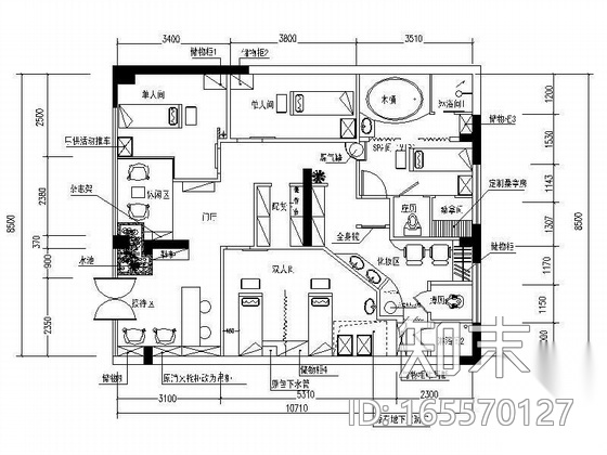 小型美容SPA馆平面设计方案cad施工图下载【ID:165570127】