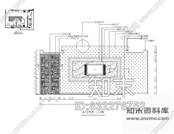 图块/节点卧室电视墙详图cad施工图下载【ID:832276752】