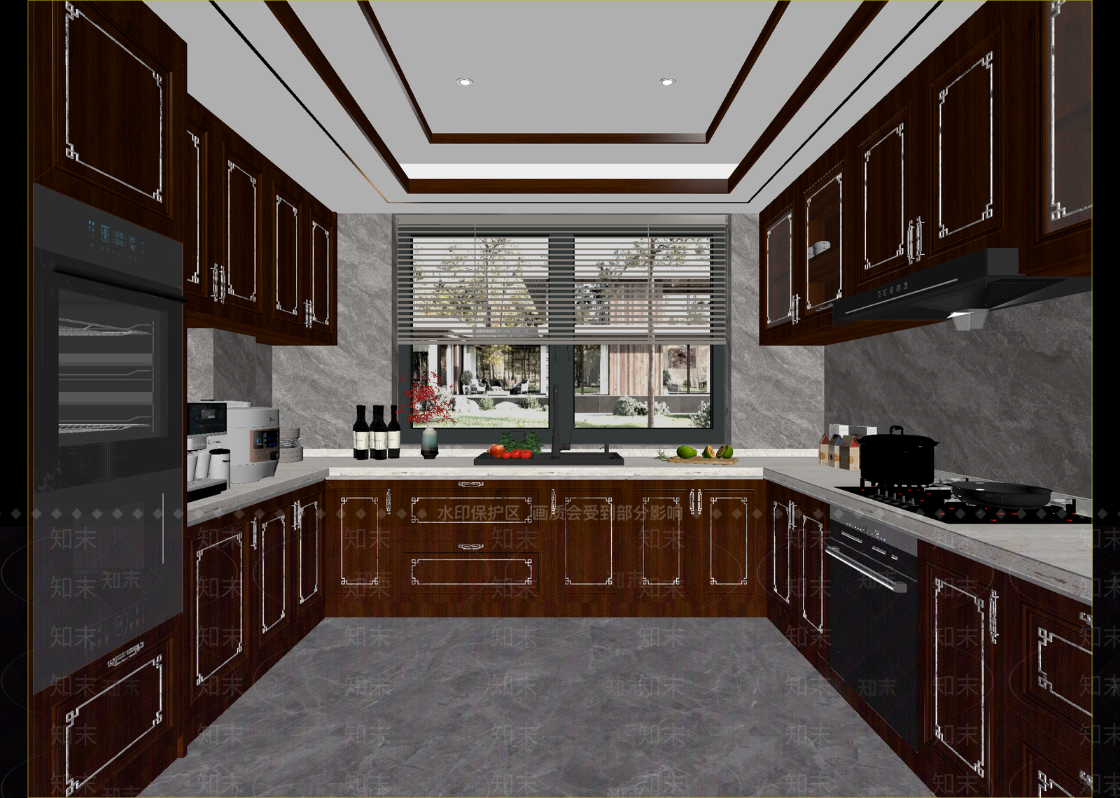 新中式封闭式厨房3D模型下载【ID:1215147039】