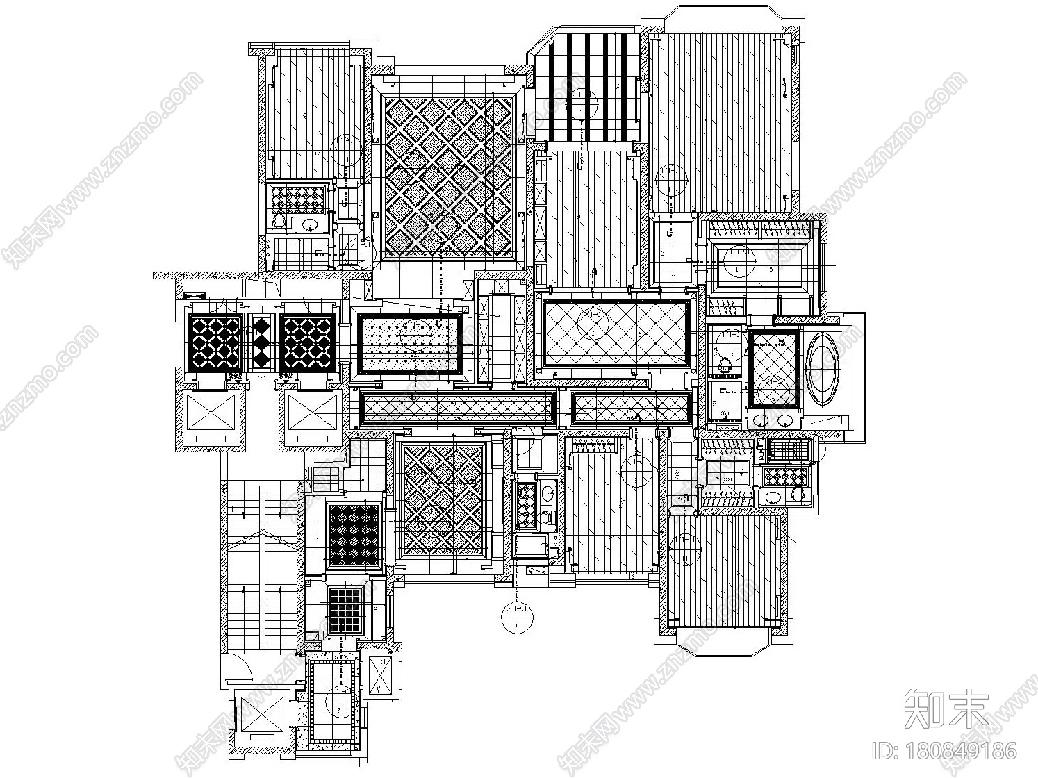 [太原]美式古典风格恒大华府样板房施工图（附效果图）cad施工图下载【ID:180849186】