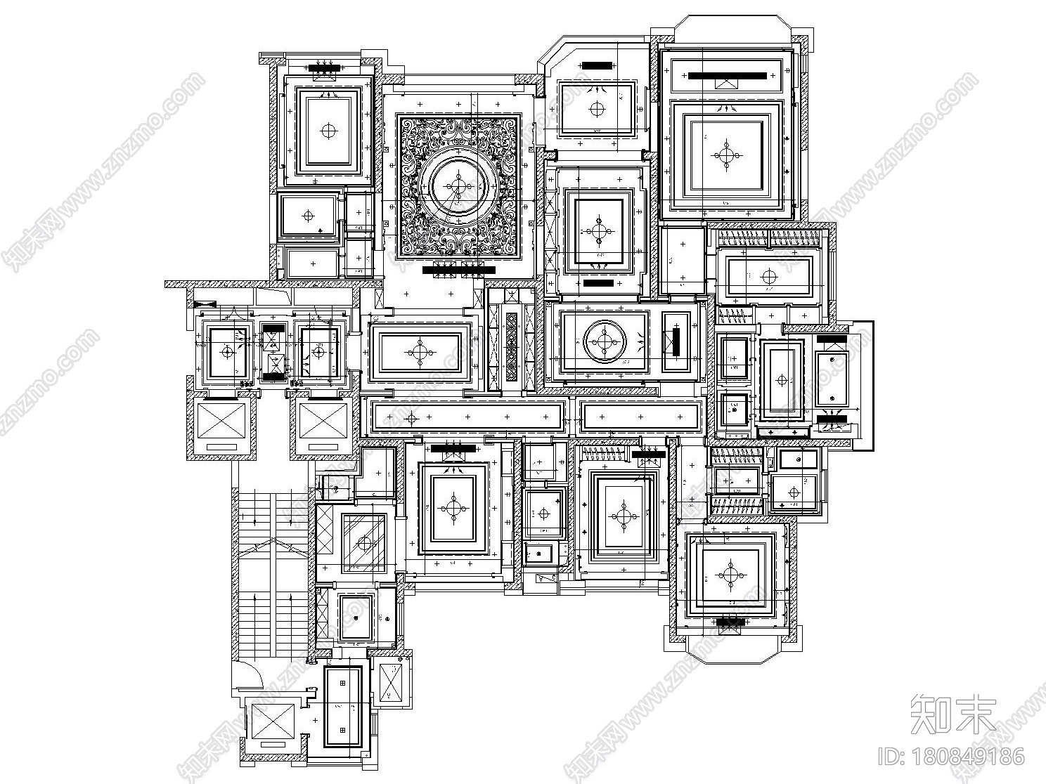 [太原]美式古典风格恒大华府样板房施工图（附效果图）cad施工图下载【ID:180849186】