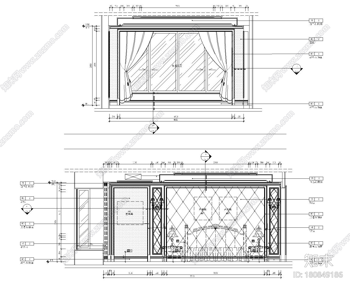 [太原]美式古典风格恒大华府样板房施工图（附效果图）cad施工图下载【ID:180849186】