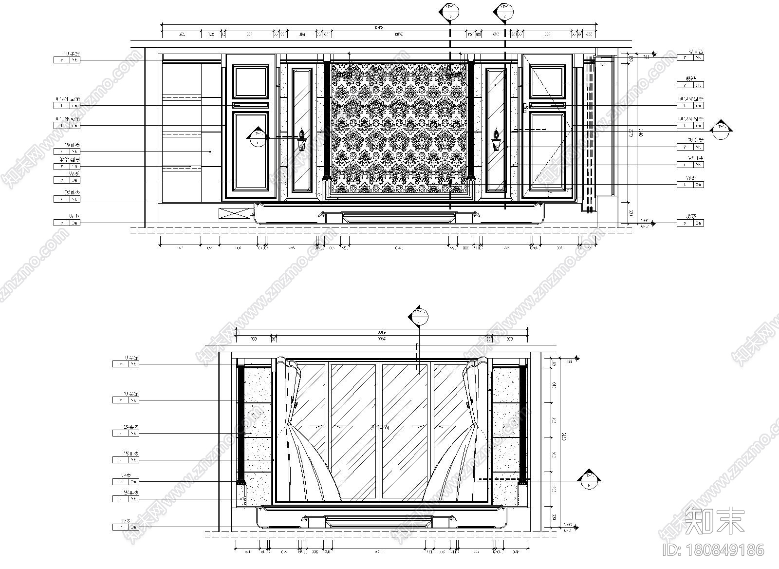 [太原]美式古典风格恒大华府样板房施工图（附效果图）cad施工图下载【ID:180849186】