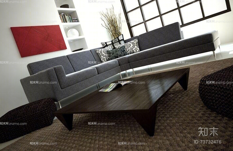 现代家居客厅3D模型下载【ID:73732476】