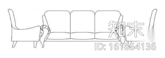 沙发立面CAD图块8cad施工图下载【ID:161854136】