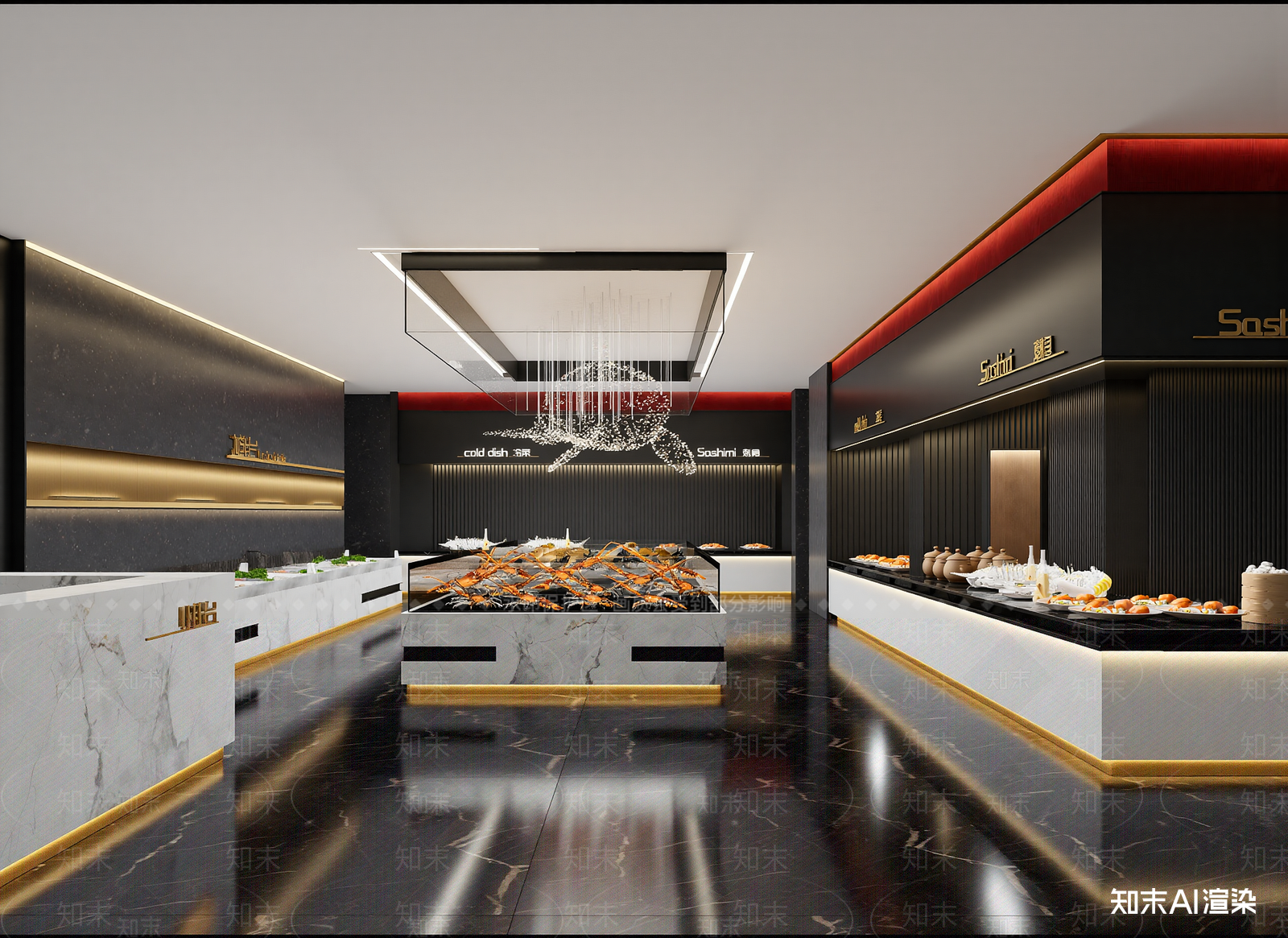 现代自助餐厅3D模型下载【ID:1214011454】