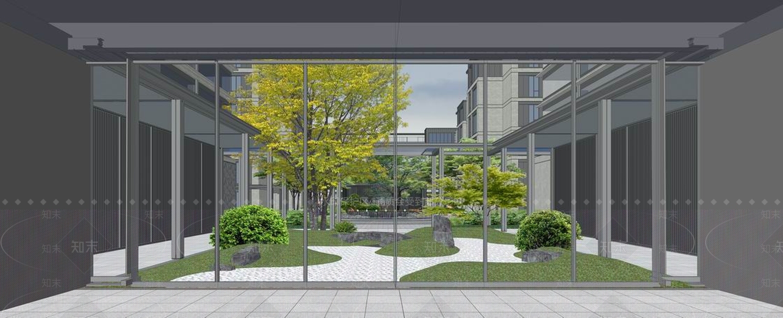 陶然里大区入口和主轴景观SU模型下载【ID:171374124】