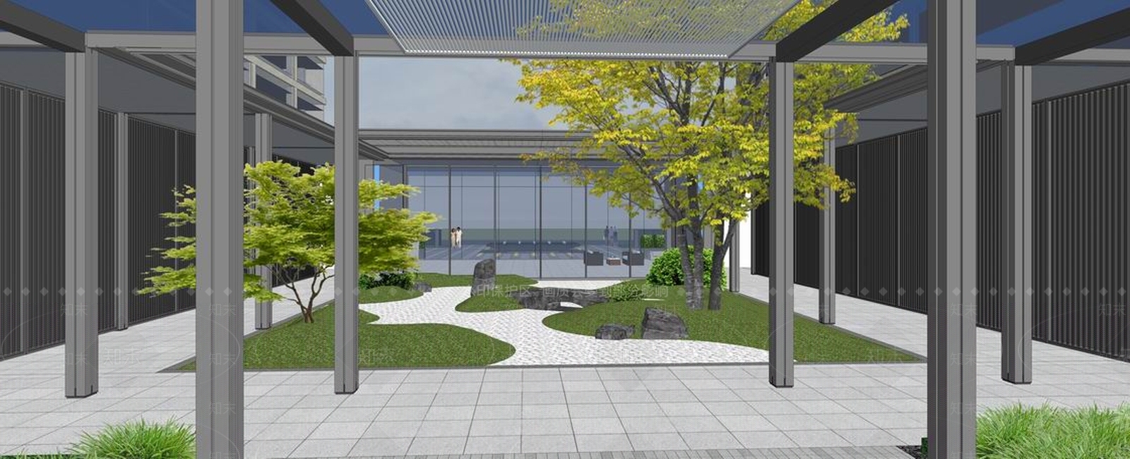 陶然里大区入口和主轴景观SU模型下载【ID:171374124】