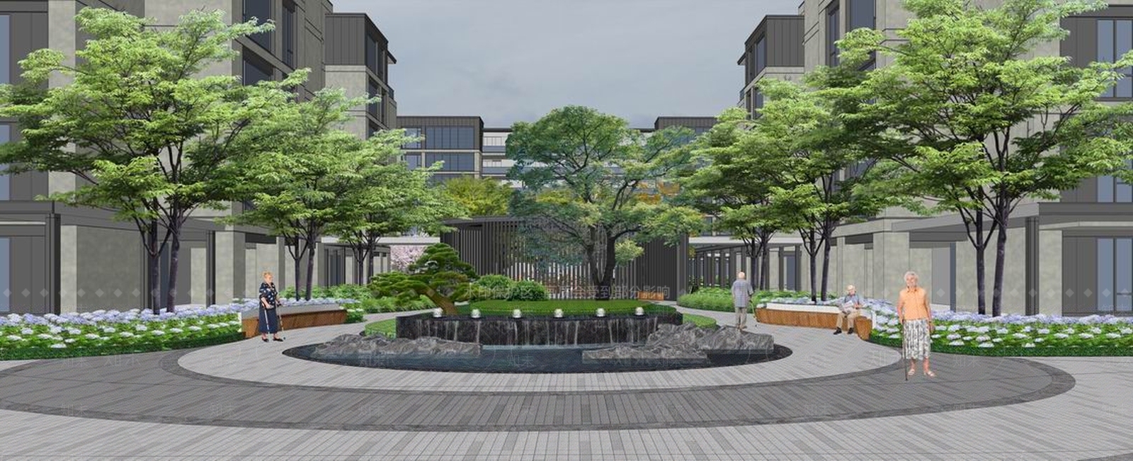 陶然里大区入口和主轴景观SU模型下载【ID:171374124】