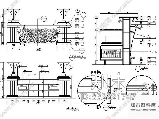 图块/节点酒店大堂服务台详图施工图下载【ID:832221747】