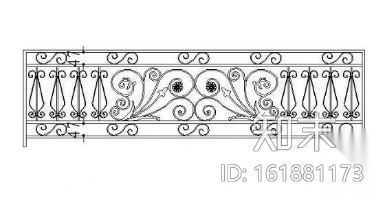 铁艺栏杆标准段设计图施工图下载【ID:161881173】