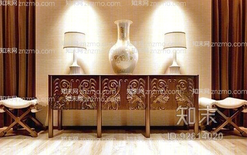 现代棕色木艺装饰柜3D模型下载【ID:92814020】