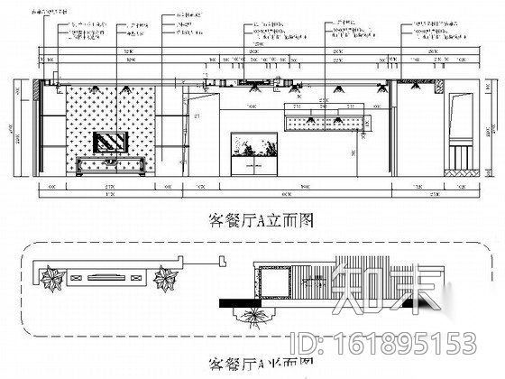 中式三居室内装饰装修图（含效果）cad施工图下载【ID:161895153】