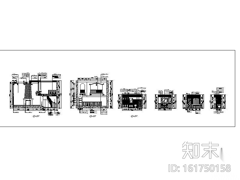 某别墅样板房D1户型装修图(含效果)cad施工图下载【ID:161750158】