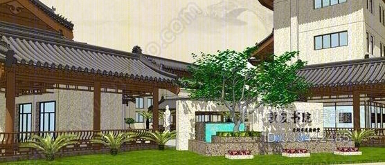 中式敦付书院SU模型下载【ID:333442485】