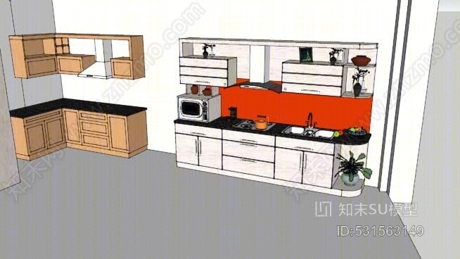 室内厨房陈列室SU模型下载【ID:531563149】