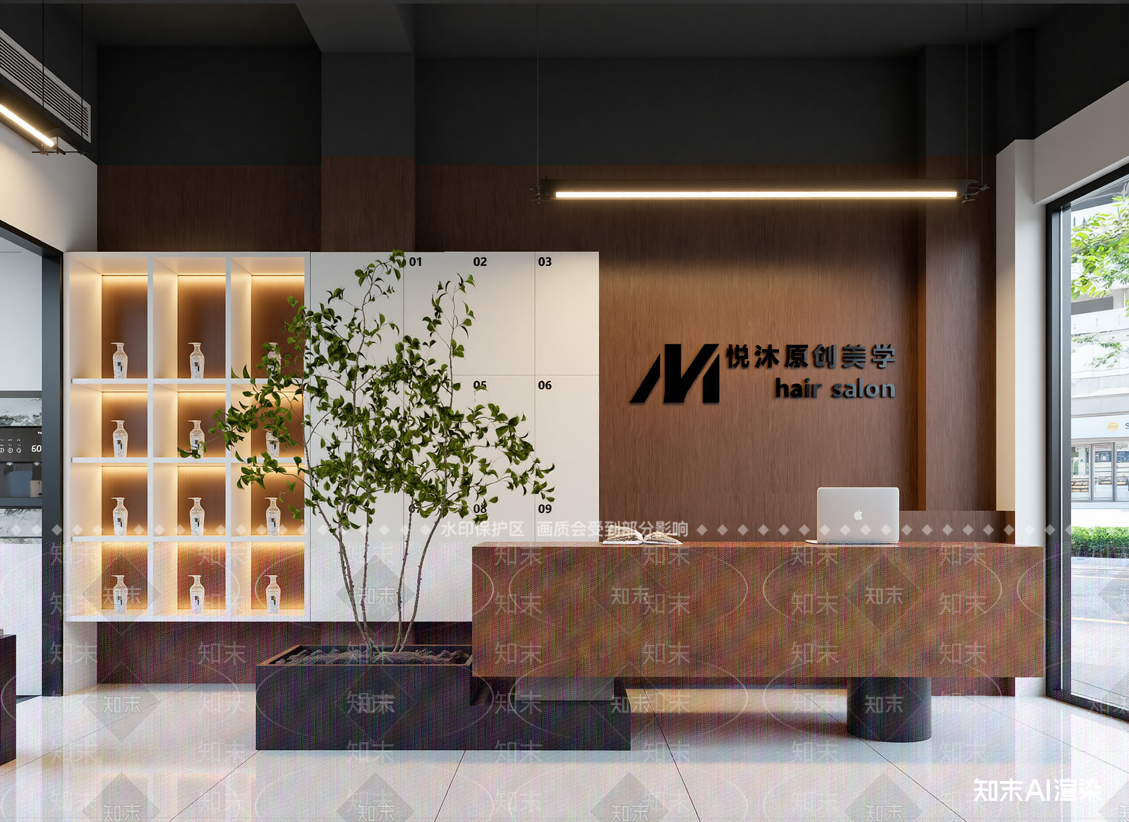 极简美发店3D模型下载【ID:1214691489】