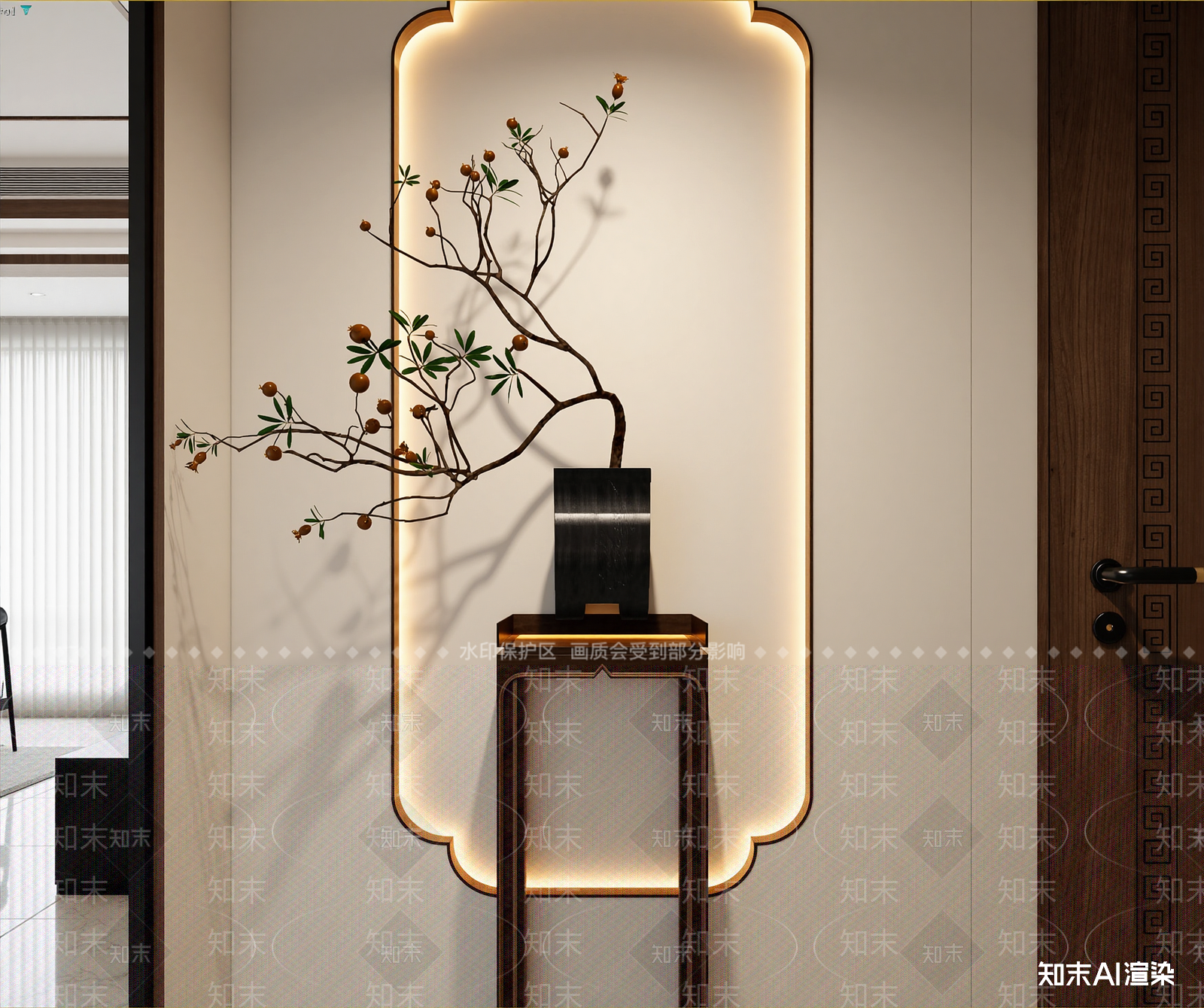 新中式玄关3D模型下载【ID:1215125304】