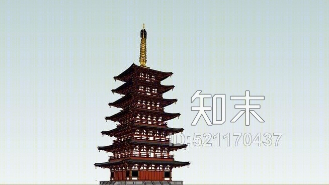 东戴寺寺庙七叠SU模型下载【ID:521170437】