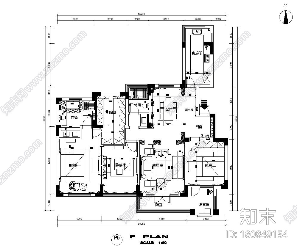 简欧艺术流派170㎡平层公寓施工图+效果图施工图下载【ID:180849154】