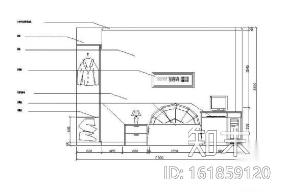 床头墙面立面图块施工图下载【ID:161859120】
