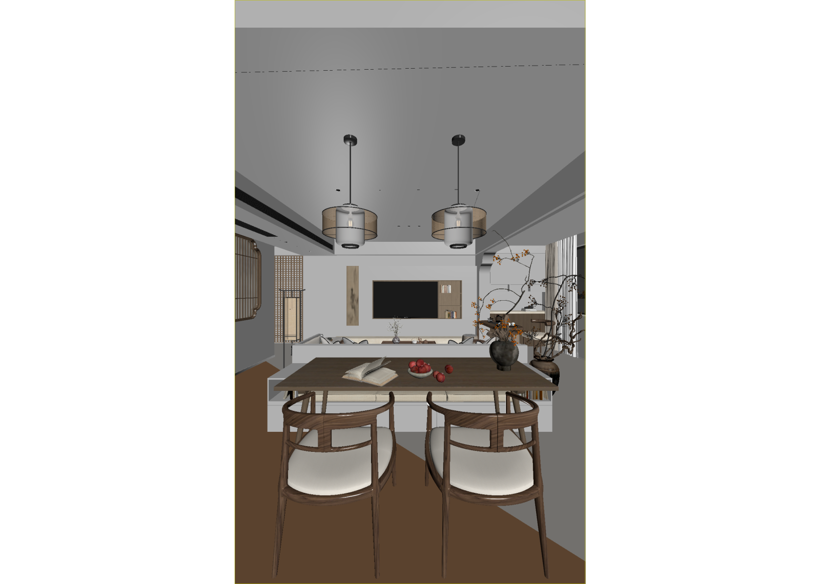 新中式客餐厅3D模型下载【ID:1215153260】