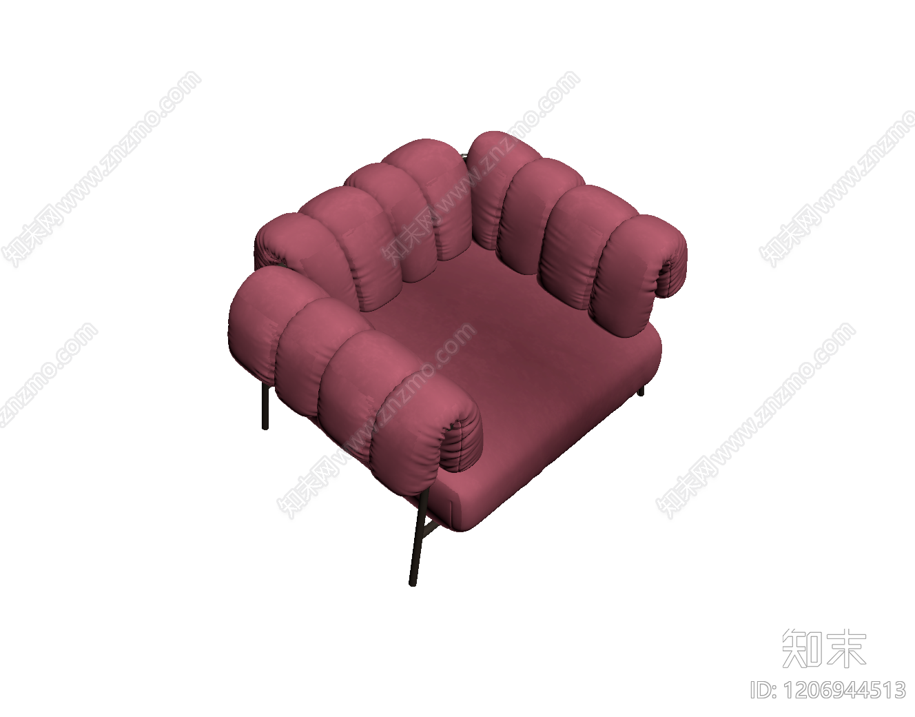 红色绒面沙发3D模型下载【ID:1206944513】
