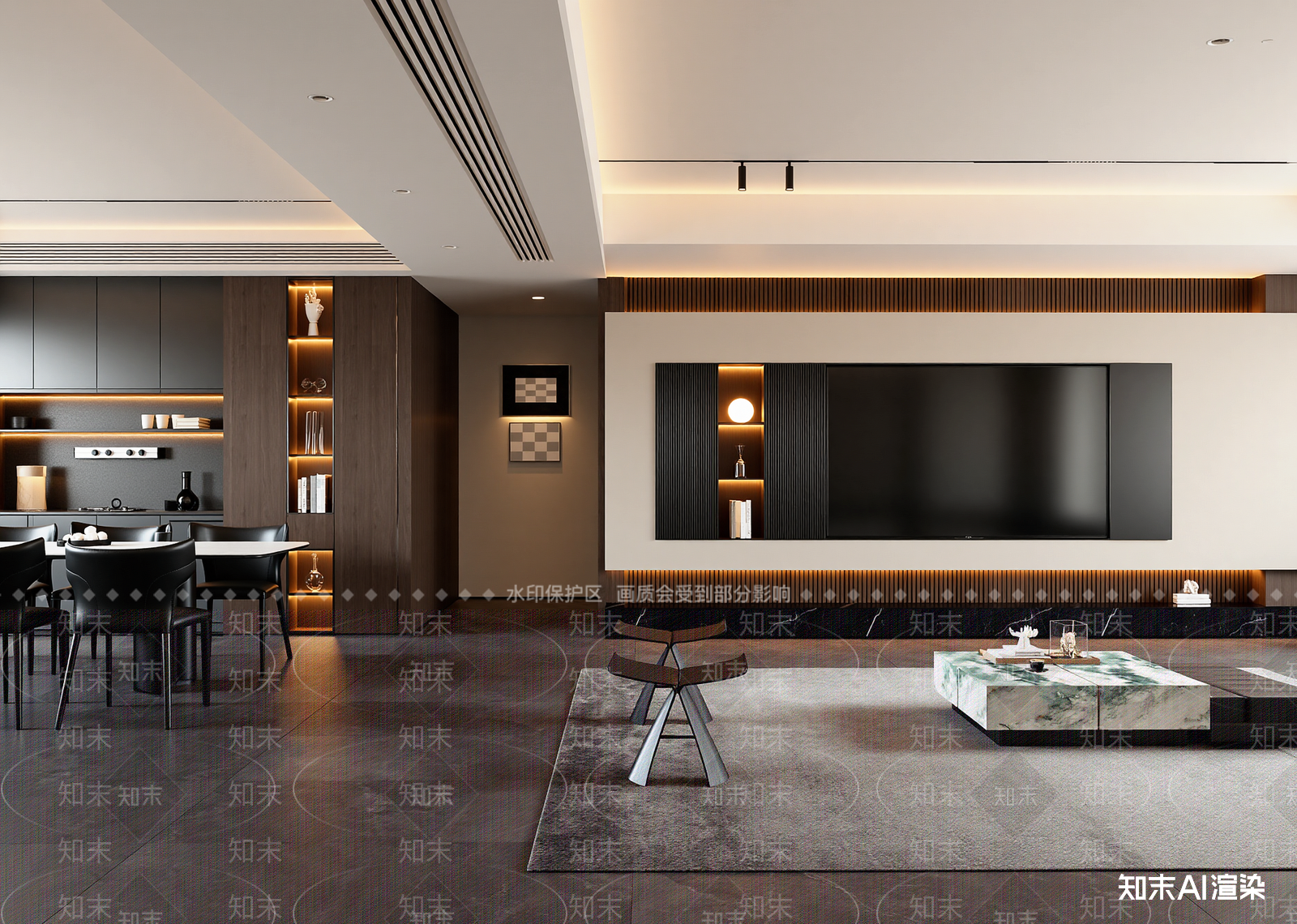 现代客餐厅3D模型下载【ID:1215170442】