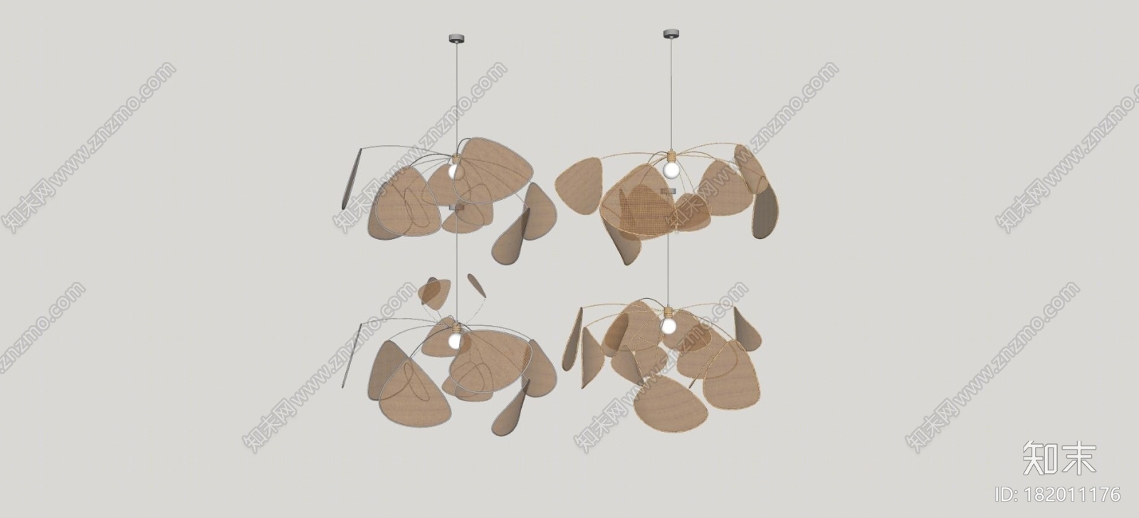新中式藤编吊灯SU模型下载【ID:182011176】