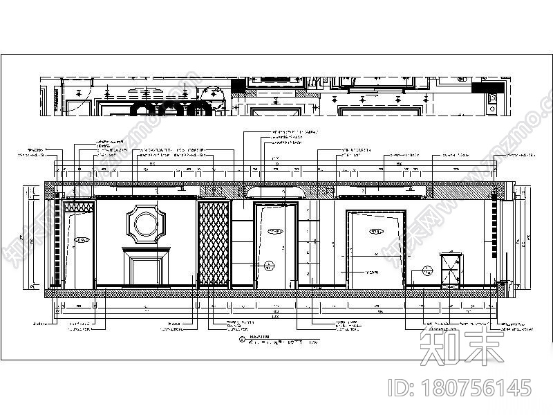 [大连]海派美式卡地亚风样板间设计施工图（含效果图）cad施工图下载【ID:180756145】