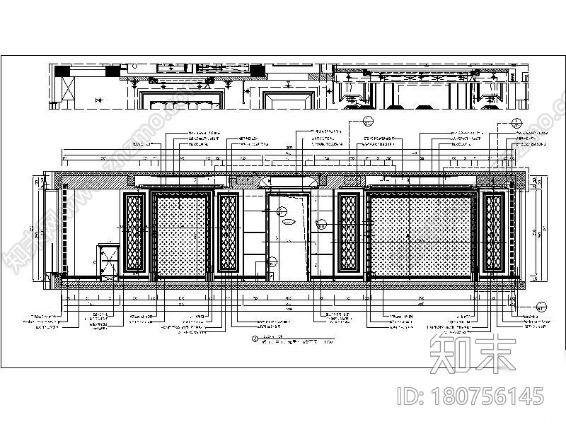 [大连]海派美式卡地亚风样板间设计施工图（含效果图）cad施工图下载【ID:180756145】