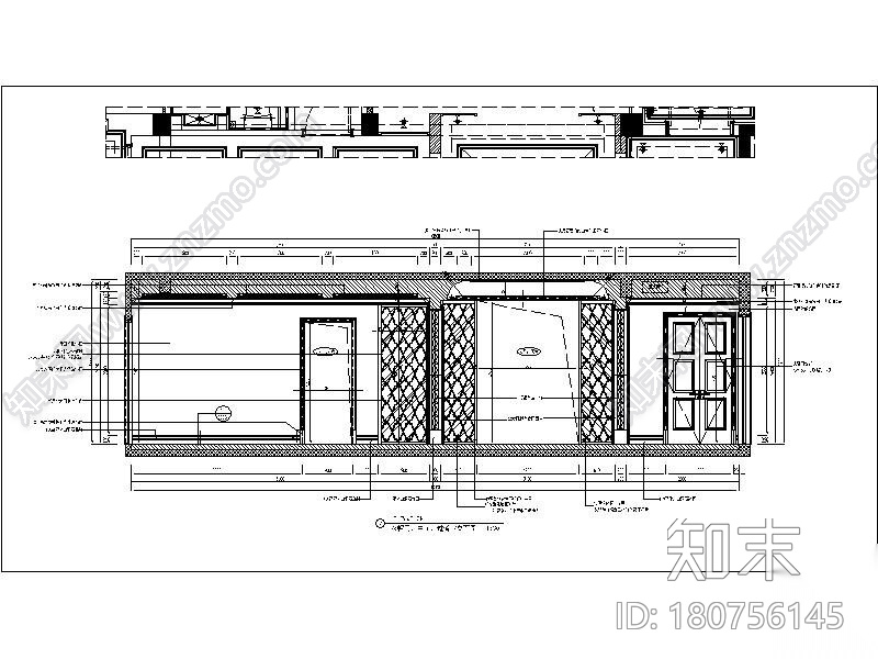 [大连]海派美式卡地亚风样板间设计施工图（含效果图）cad施工图下载【ID:180756145】