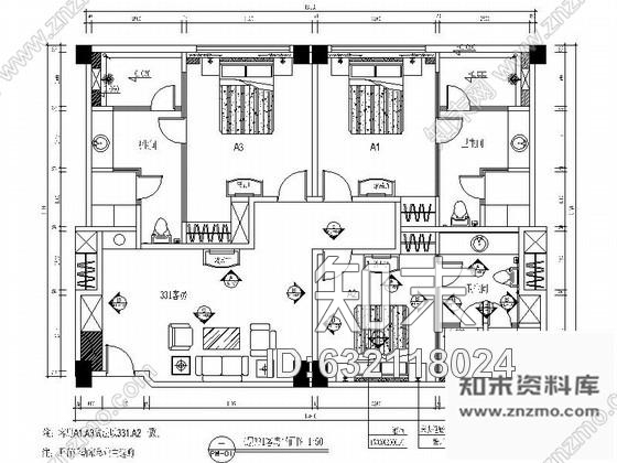 施工图休闲会所套房室内装修图cad施工图下载【ID:632118024】