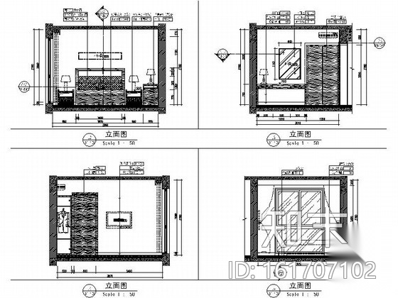 [海南]滨海度假中心典雅一居室样板间装修施工图cad施工图下载【ID:161707102】