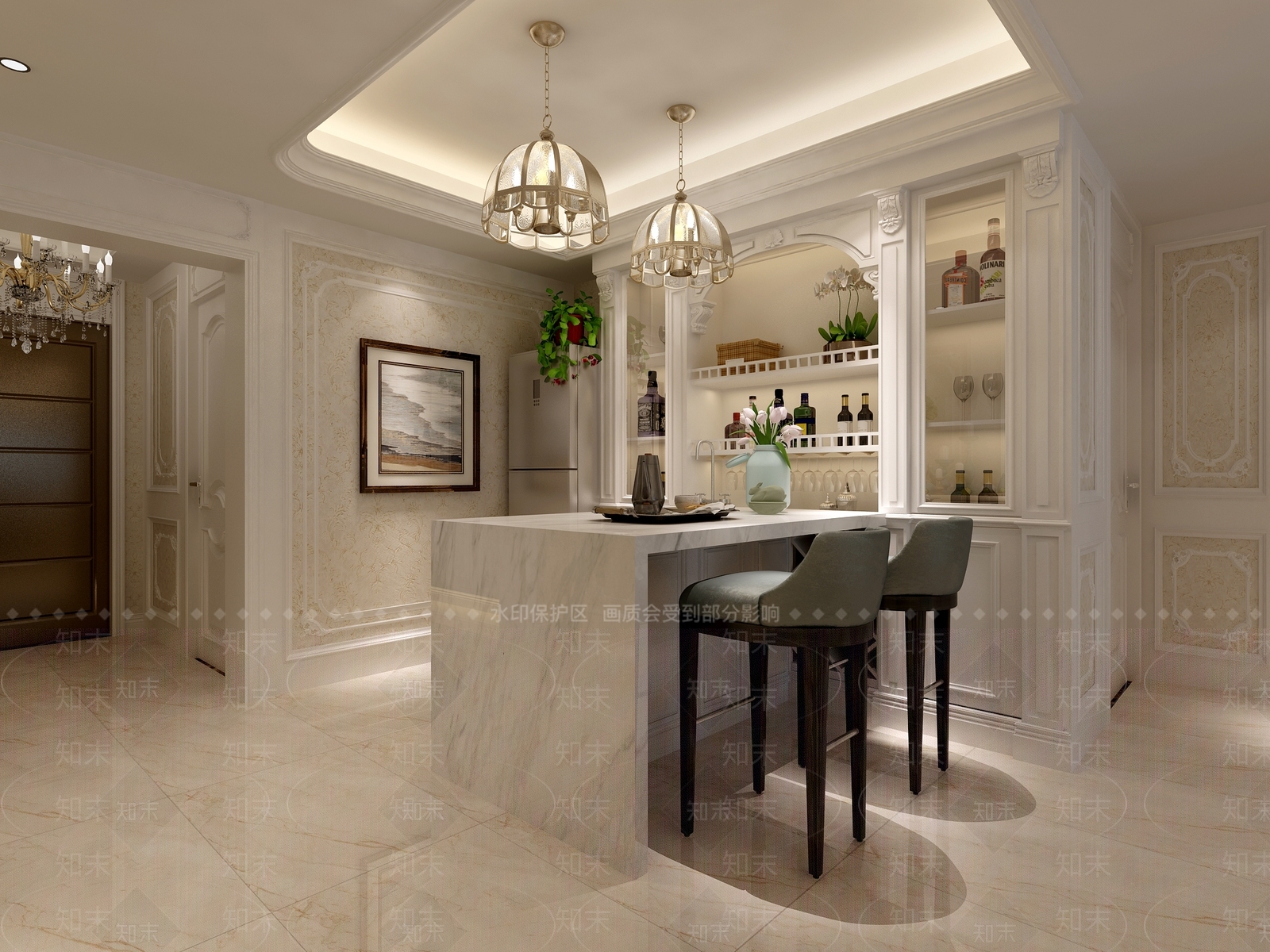 欧式古典欧式客餐厅沙发茶几3D模型下载【ID:732345744】