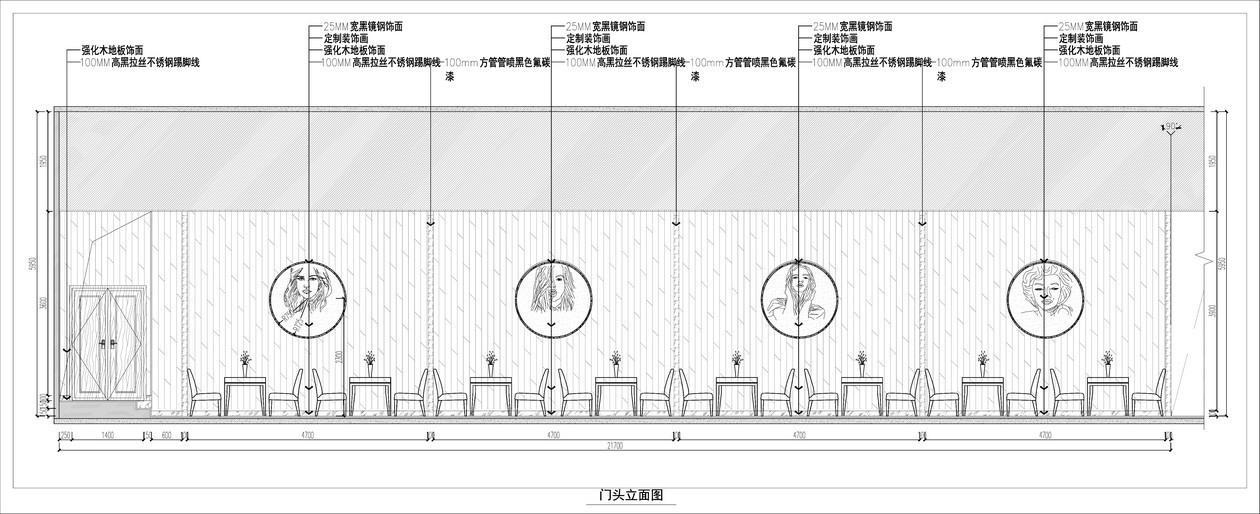 后现代元色餐厅施工图+实景图cad施工图下载【ID:631299780】