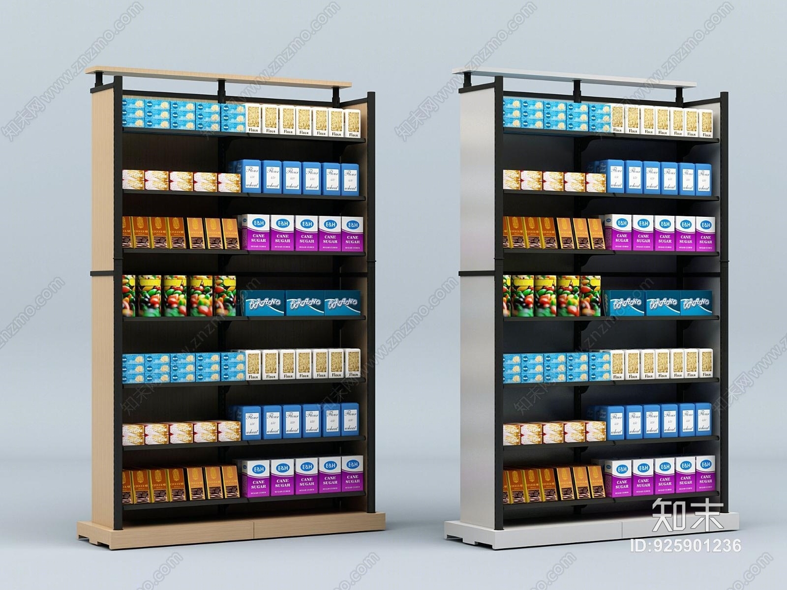 现代超市卖场货架组合3D模型下载【ID:925901236】